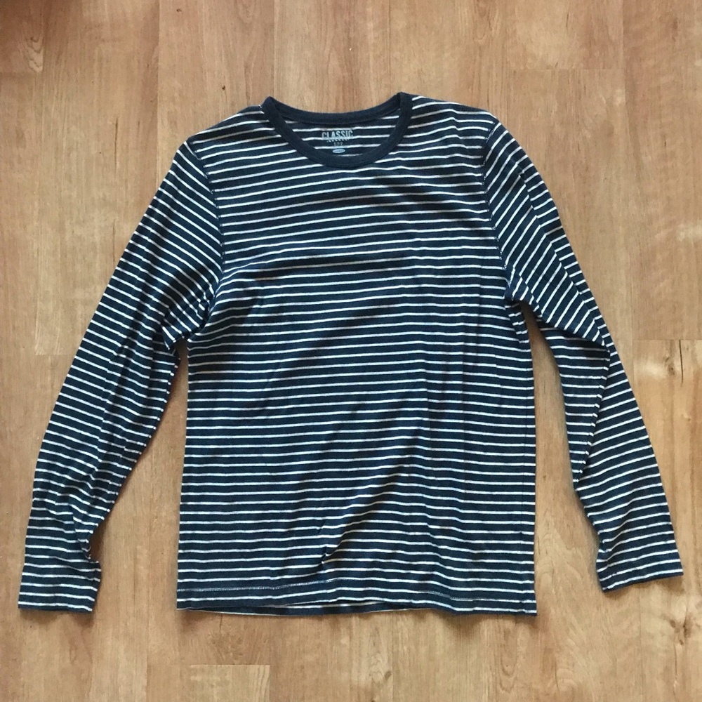 Old Navy navy blue striped L/S